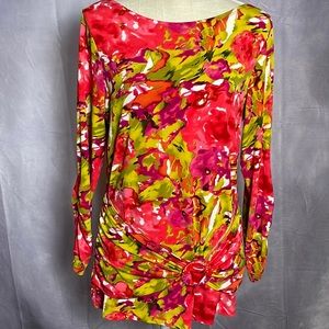 SIMONTON SAYS WATERCOLOR FLORAL PRINT TUNIC FOR SPRING/SUMMER. SIZED M
